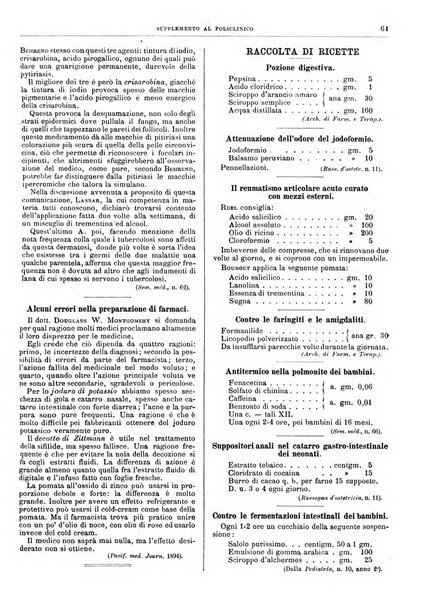 Supplemento al policlinico periodico di medicina, chirurgia ed igiene