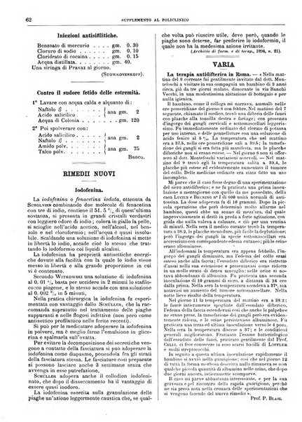 Supplemento al policlinico periodico di medicina, chirurgia ed igiene