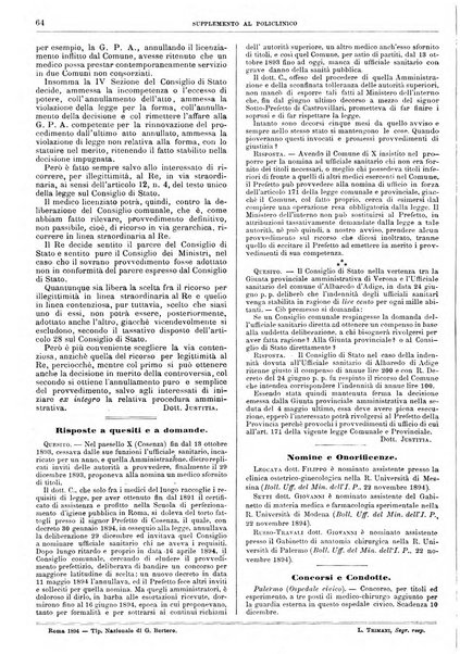 Supplemento al policlinico periodico di medicina, chirurgia ed igiene