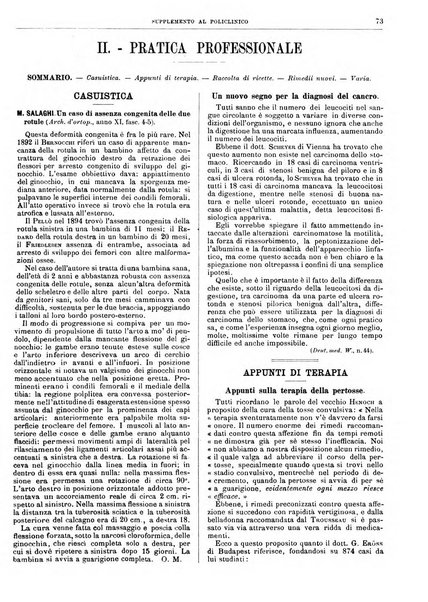 Supplemento al policlinico periodico di medicina, chirurgia ed igiene