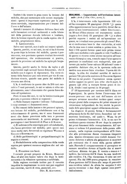 Supplemento al policlinico periodico di medicina, chirurgia ed igiene