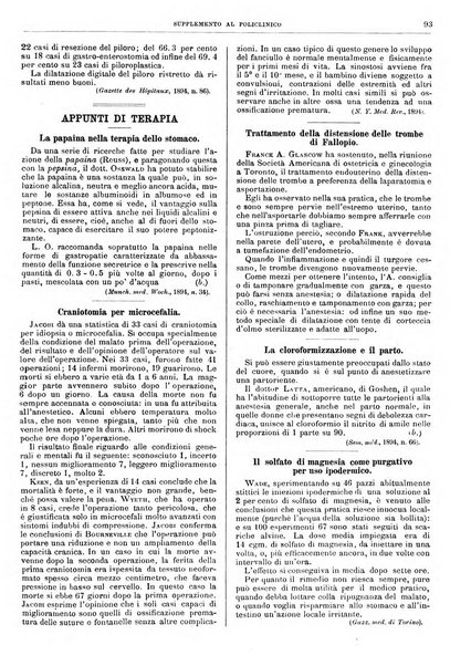 Supplemento al policlinico periodico di medicina, chirurgia ed igiene