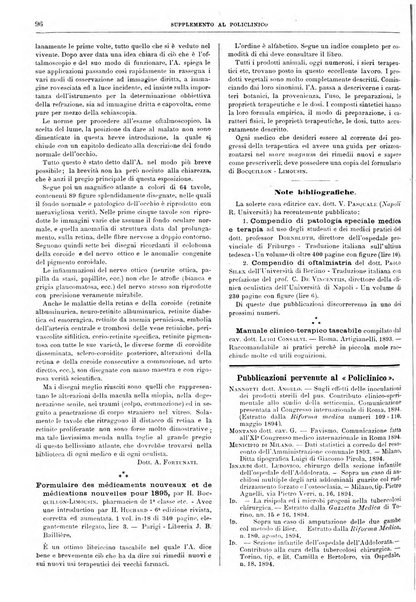 Supplemento al policlinico periodico di medicina, chirurgia ed igiene