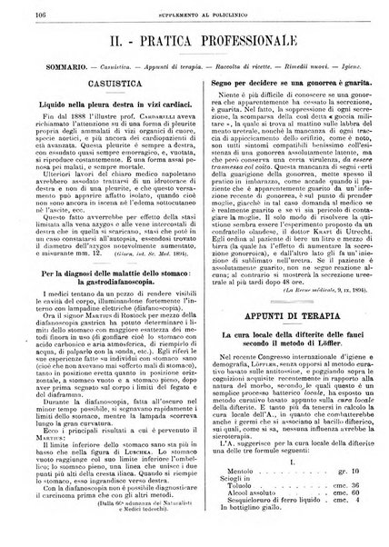 Supplemento al policlinico periodico di medicina, chirurgia ed igiene