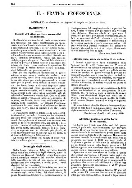 Supplemento al policlinico periodico di medicina, chirurgia ed igiene