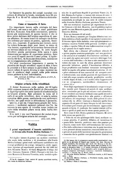 Supplemento al policlinico periodico di medicina, chirurgia ed igiene