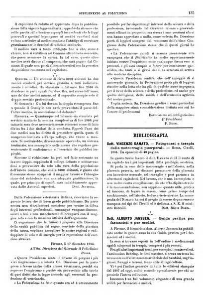 Supplemento al policlinico periodico di medicina, chirurgia ed igiene