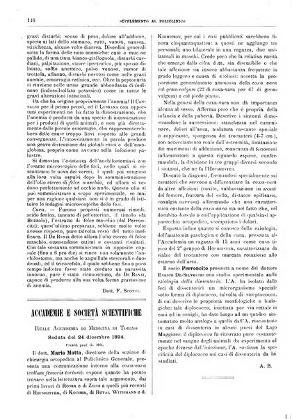 Supplemento al policlinico periodico di medicina, chirurgia ed igiene