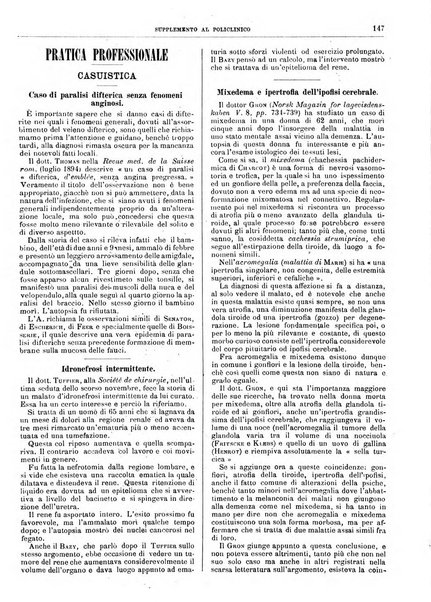 Supplemento al policlinico periodico di medicina, chirurgia ed igiene