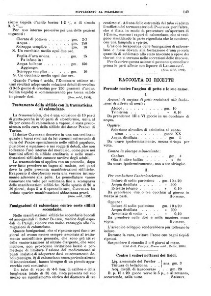 Supplemento al policlinico periodico di medicina, chirurgia ed igiene