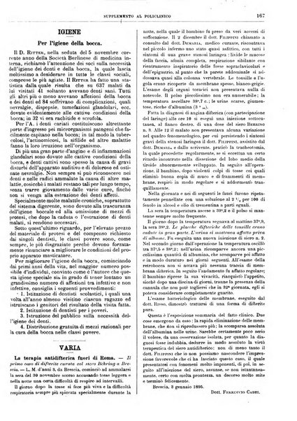 Supplemento al policlinico periodico di medicina, chirurgia ed igiene