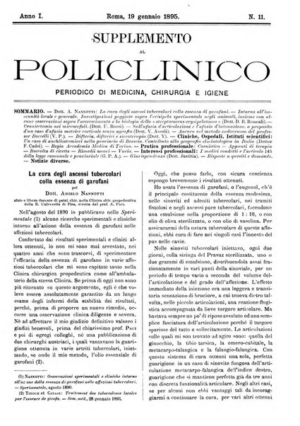 Supplemento al policlinico periodico di medicina, chirurgia ed igiene