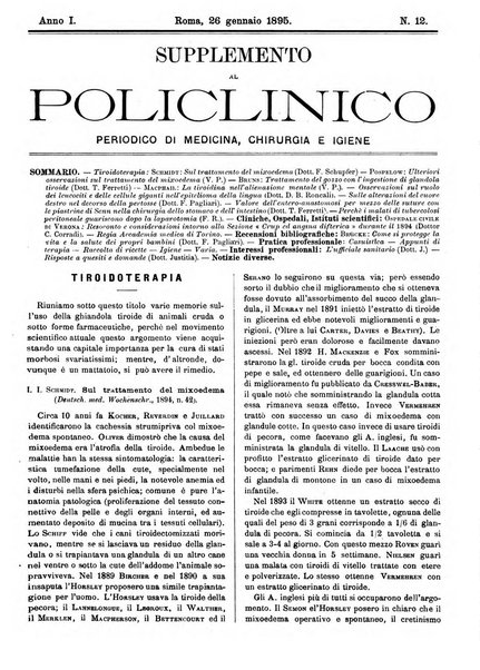 Supplemento al policlinico periodico di medicina, chirurgia ed igiene