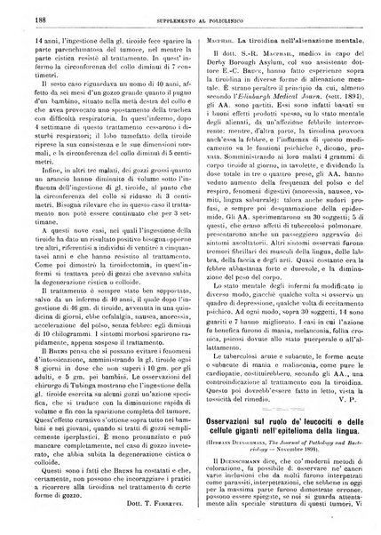 Supplemento al policlinico periodico di medicina, chirurgia ed igiene