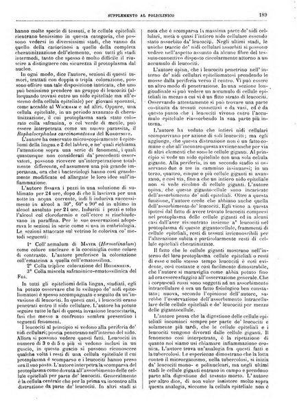 Supplemento al policlinico periodico di medicina, chirurgia ed igiene