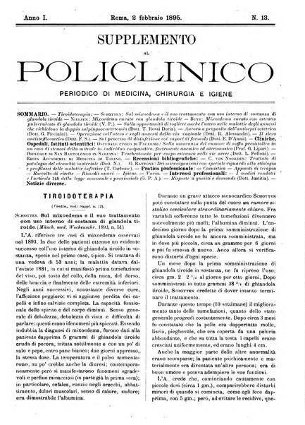 Supplemento al policlinico periodico di medicina, chirurgia ed igiene