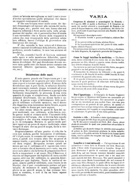 Supplemento al policlinico periodico di medicina, chirurgia ed igiene