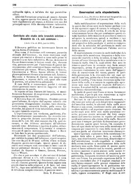 Supplemento al policlinico periodico di medicina, chirurgia ed igiene