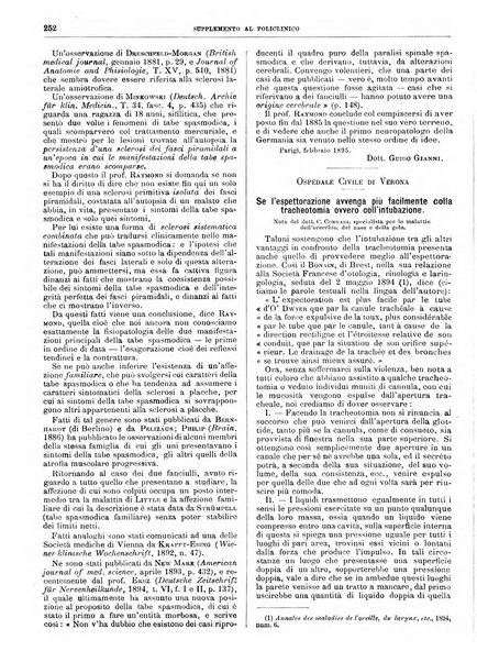 Supplemento al policlinico periodico di medicina, chirurgia ed igiene