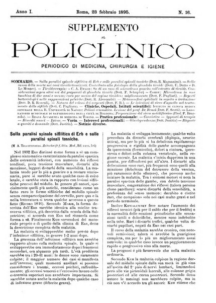 Supplemento al policlinico periodico di medicina, chirurgia ed igiene