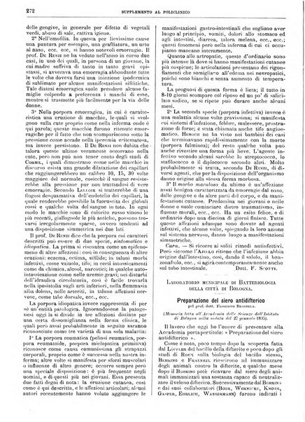 Supplemento al policlinico periodico di medicina, chirurgia ed igiene