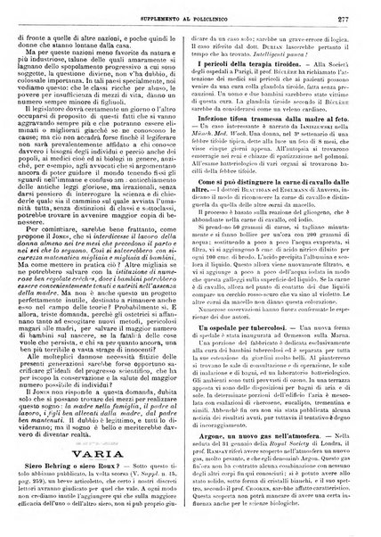 Supplemento al policlinico periodico di medicina, chirurgia ed igiene