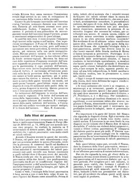 Supplemento al policlinico periodico di medicina, chirurgia ed igiene