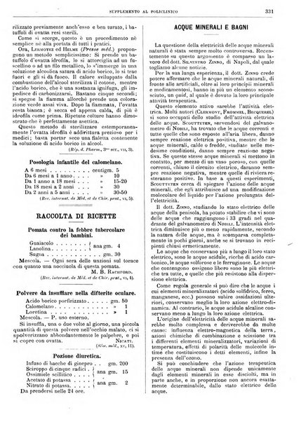 Supplemento al policlinico periodico di medicina, chirurgia ed igiene