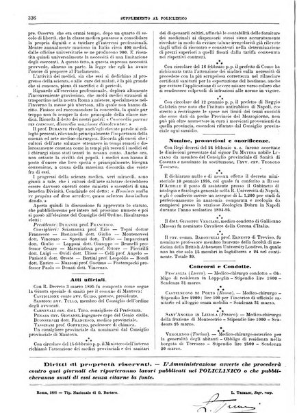 Supplemento al policlinico periodico di medicina, chirurgia ed igiene