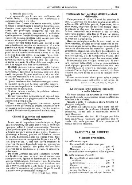 Supplemento al policlinico periodico di medicina, chirurgia ed igiene