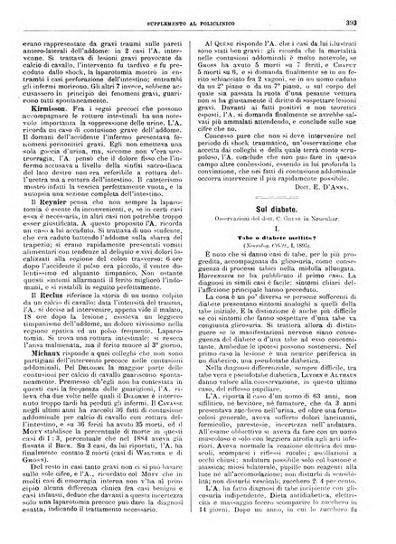 Supplemento al policlinico periodico di medicina, chirurgia ed igiene