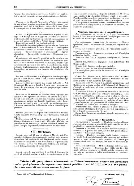 Supplemento al policlinico periodico di medicina, chirurgia ed igiene