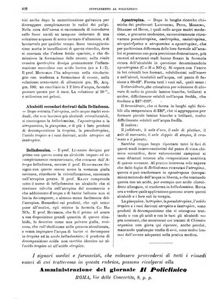 Supplemento al policlinico periodico di medicina, chirurgia ed igiene