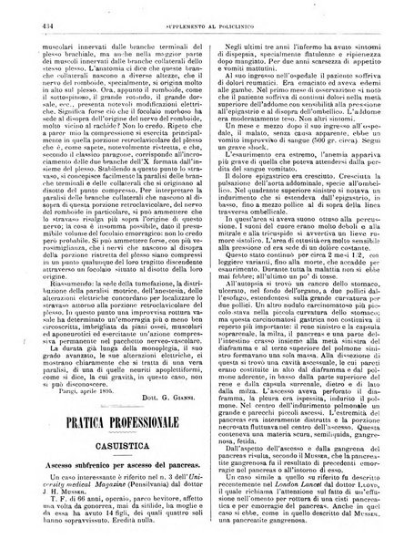 Supplemento al policlinico periodico di medicina, chirurgia ed igiene