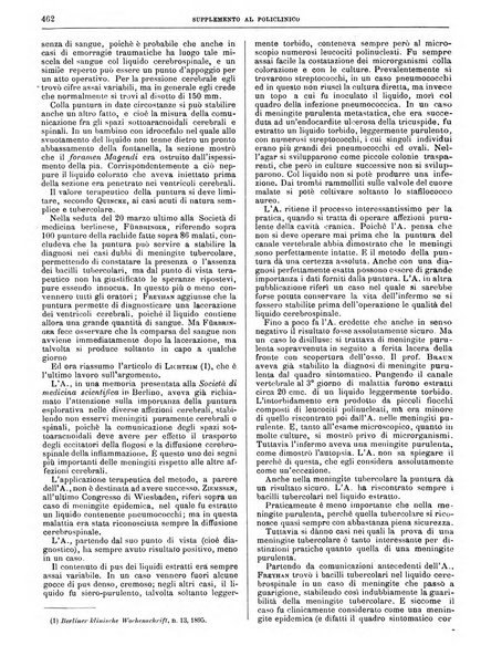 Supplemento al policlinico periodico di medicina, chirurgia ed igiene