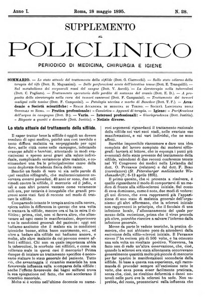 Supplemento al policlinico periodico di medicina, chirurgia ed igiene