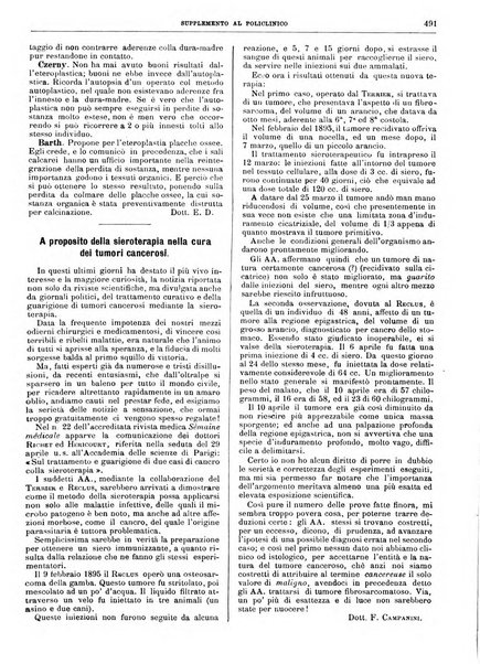 Supplemento al policlinico periodico di medicina, chirurgia ed igiene