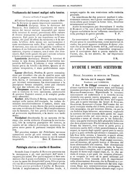 Supplemento al policlinico periodico di medicina, chirurgia ed igiene