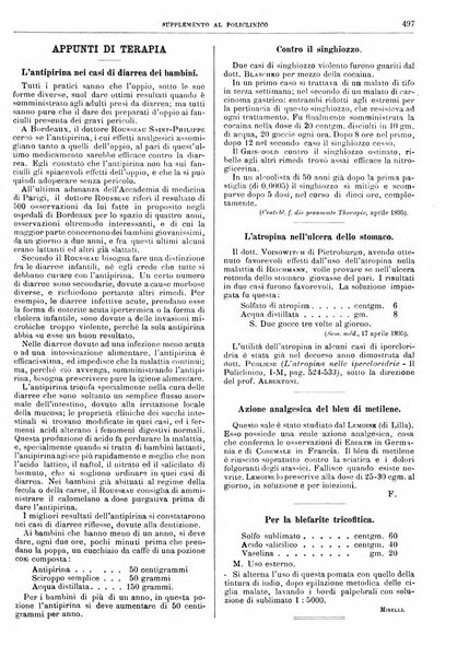 Supplemento al policlinico periodico di medicina, chirurgia ed igiene