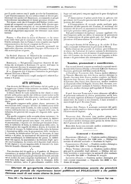 Supplemento al policlinico periodico di medicina, chirurgia ed igiene