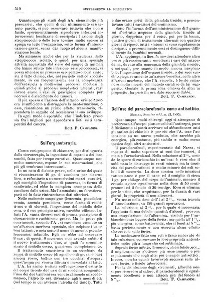 Supplemento al policlinico periodico di medicina, chirurgia ed igiene