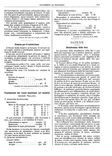 Supplemento al policlinico periodico di medicina, chirurgia ed igiene