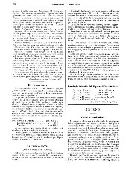 Supplemento al policlinico periodico di medicina, chirurgia ed igiene