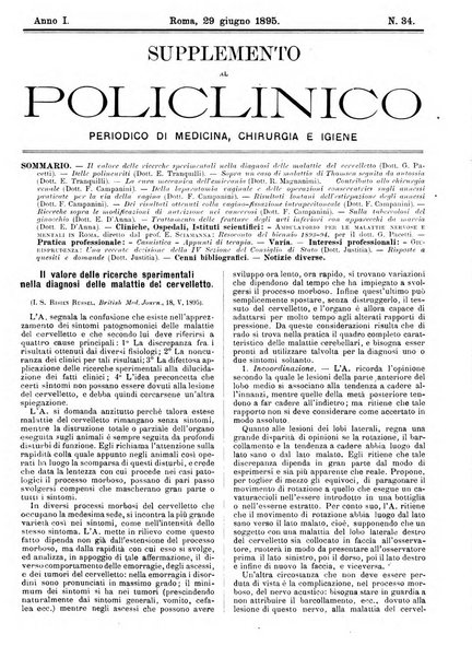 Supplemento al policlinico periodico di medicina, chirurgia ed igiene