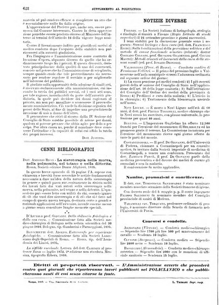 Supplemento al policlinico periodico di medicina, chirurgia ed igiene