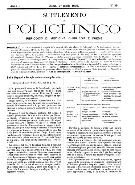 Supplemento al policlinico periodico di medicina, chirurgia ed igiene