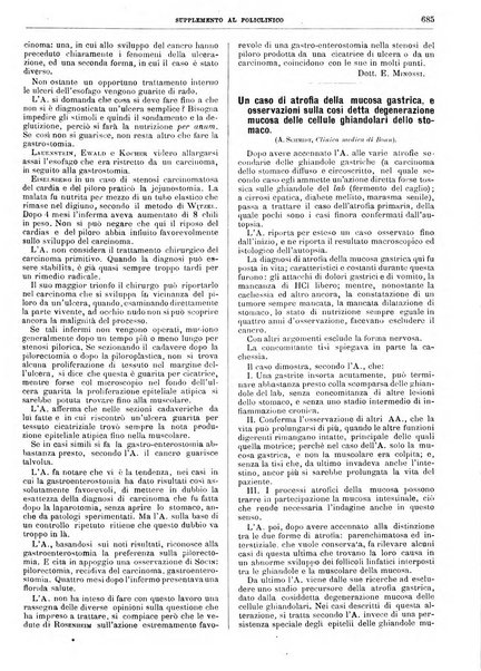 Supplemento al policlinico periodico di medicina, chirurgia ed igiene