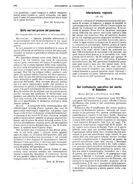 Supplemento al policlinico periodico di medicina, chirurgia ed igiene