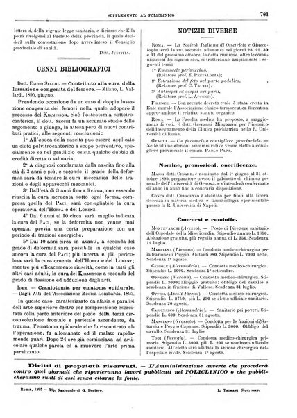 Supplemento al policlinico periodico di medicina, chirurgia ed igiene