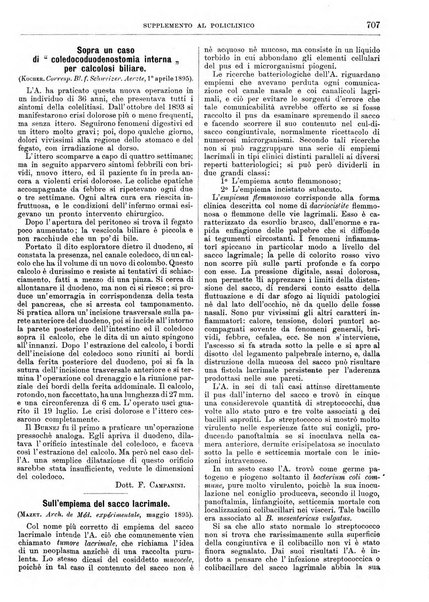 Supplemento al policlinico periodico di medicina, chirurgia ed igiene